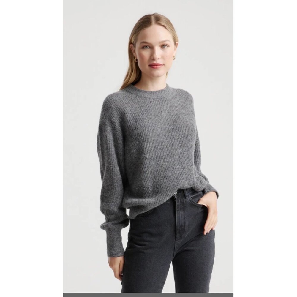 Quince Gray Ribbed Crewneck Sweater